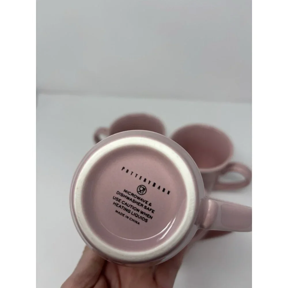 Pottery Barn Cambria Handcrafted Stoneware Mugs Rose Color Set Of 4